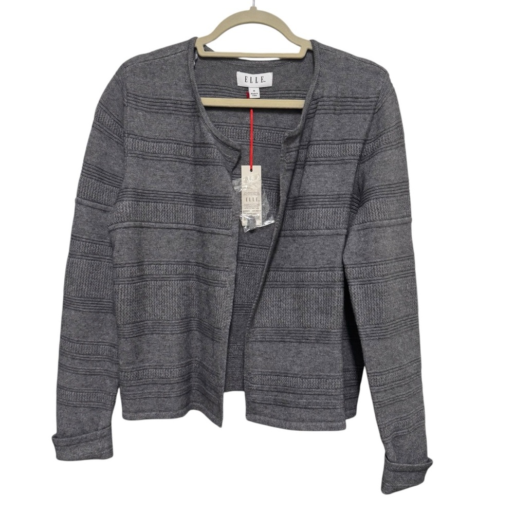 Elle Charcoal Knit Cardigan Sweater - Size Medium- NWT